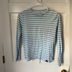Kule The Modern Striped Long Sleeve Tee in Frost Blue / White, Extra Small XS